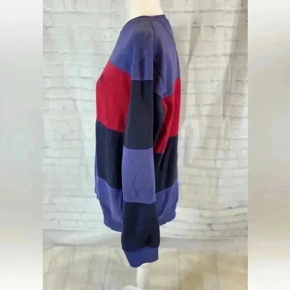 Chaps Men's Size L Color Block Sweatshirt Blue/Navy/Red Crewneck Crest LOGO RL - Picture 4 of 14